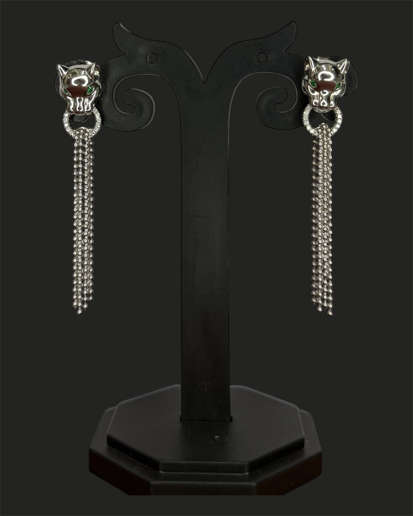 Sterling Silver Jaguar Drop Earrings