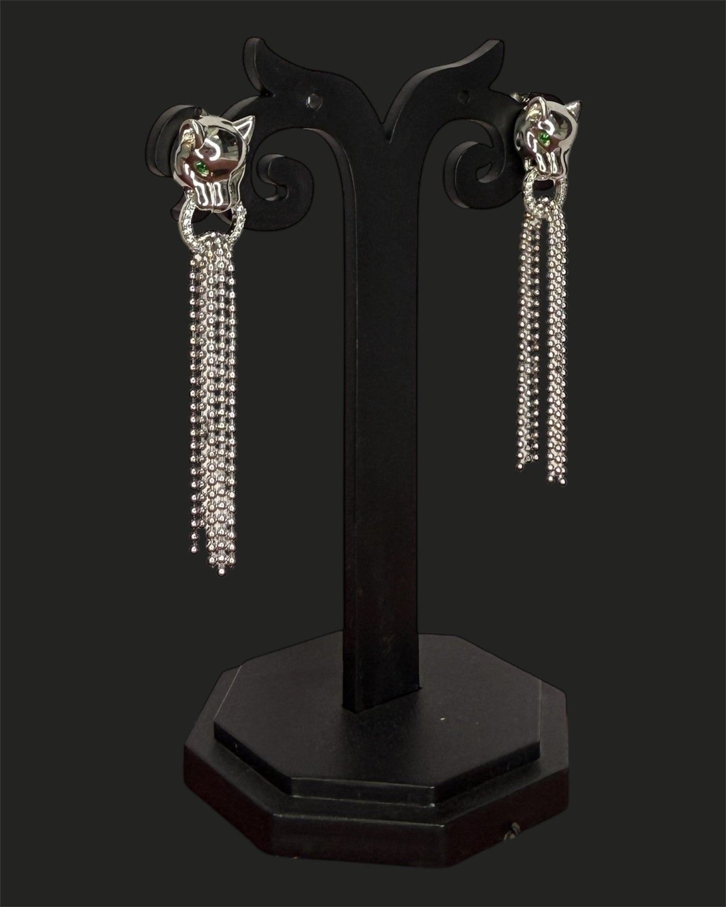 Sterling Silver Jaguar Drop Earrings