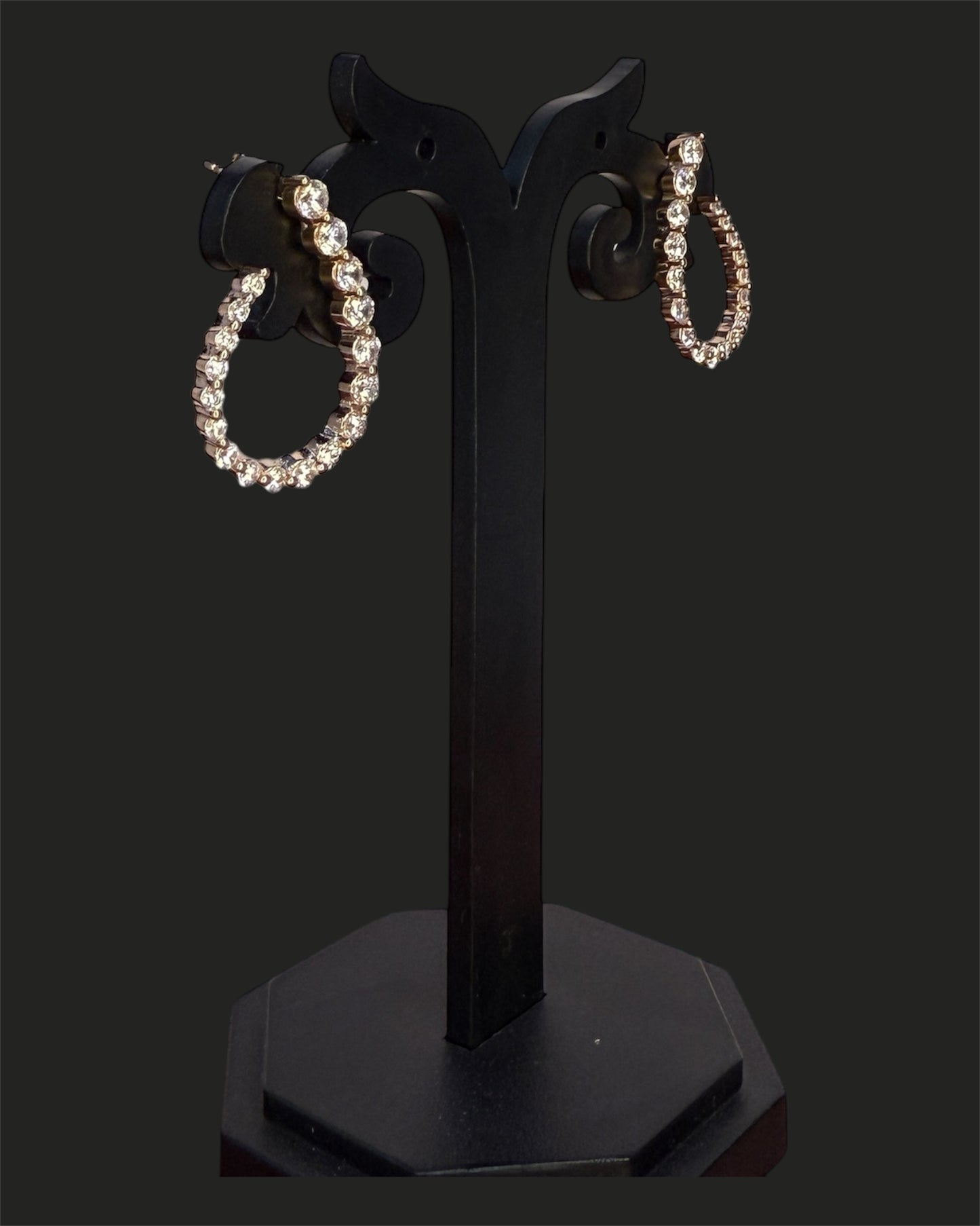 Sterling Silver Rose Gold Plated CZ Earrings
