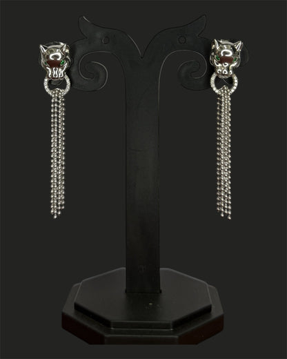 Sterling Silver Jaguar Drop Earrings