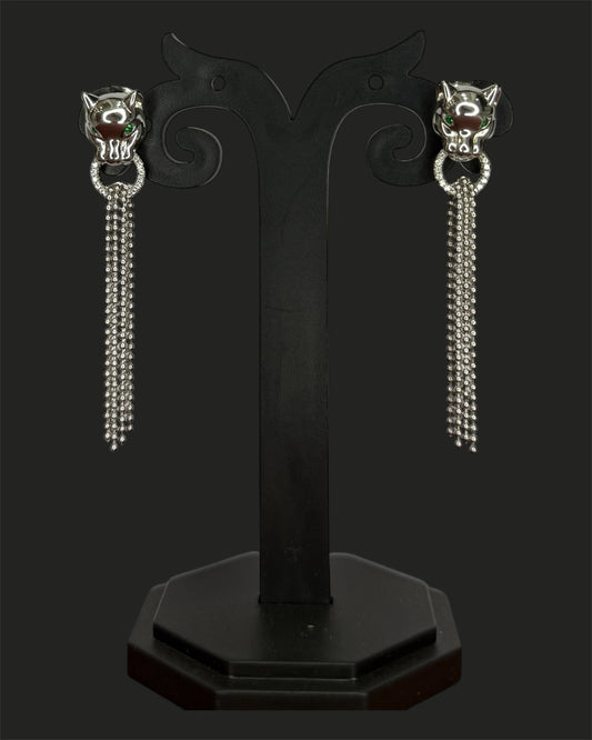 Sterling Silver Jaguar Drop Earrings