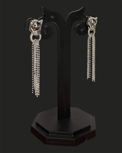 Sterling Silver Jaguar Drop Earrings