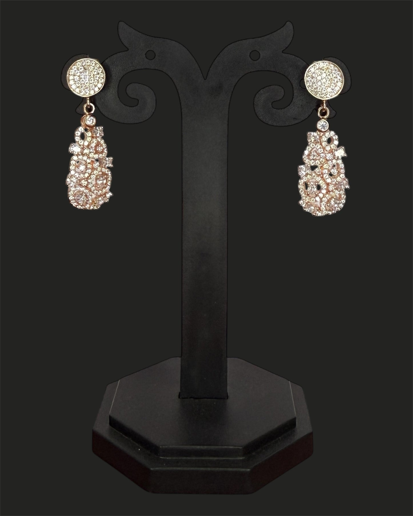 Sterling Silver Rose Gold Floral Earrings