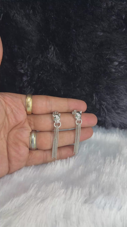 Sterling Silver Jaguar Drop Earrings